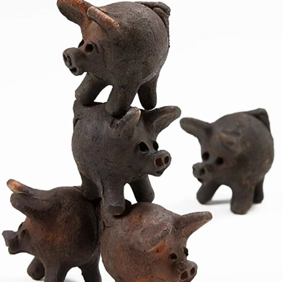Good Luck Terra Cotta 3-Legged Clay Pig Chanchito - Picture 1 of 8